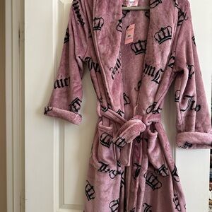 Juicy Couture Plush Pink Robe with Black Logo